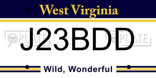 J23BDD West Virginia License Plate