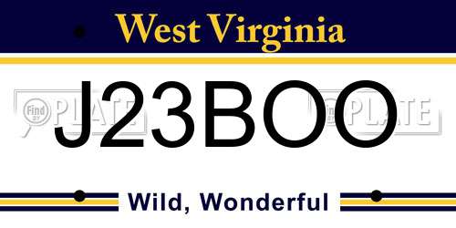 J23BOO West Virginia License Plate