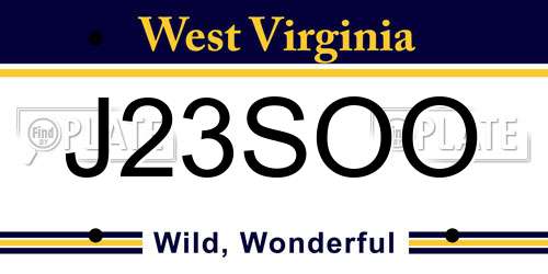 J23SOO West Virginia License Plate