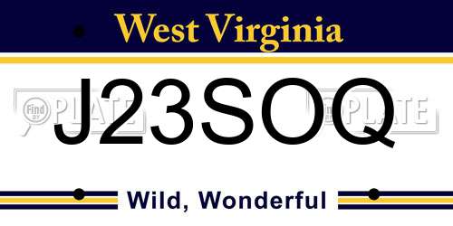 J23SOQ West Virginia License Plate