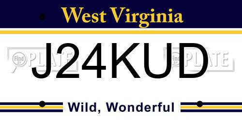 J24KUD West Virginia License Plate