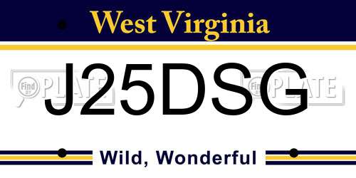 J25DSG West Virginia License Plate