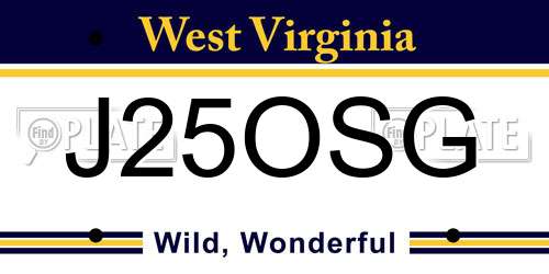 J25OSG West Virginia License Plate