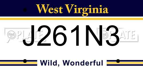 J261N3 West Virginia License Plate