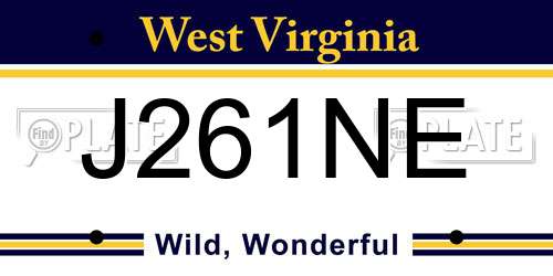 J261NE West Virginia License Plate