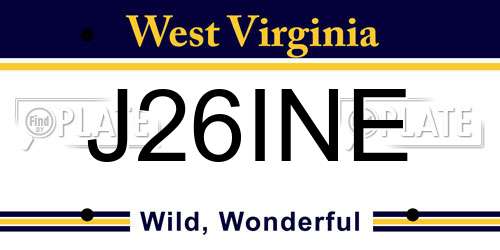 J26INE West Virginia License Plate
