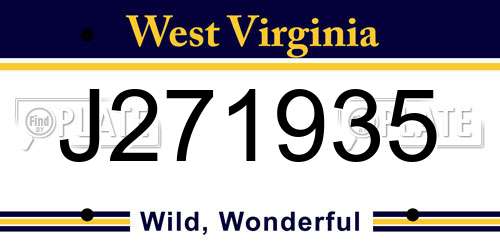 J271935 West Virginia License Plate