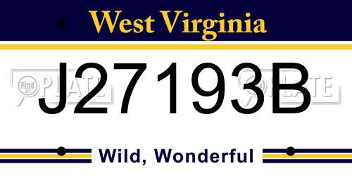 J27193B West Virginia License Plate