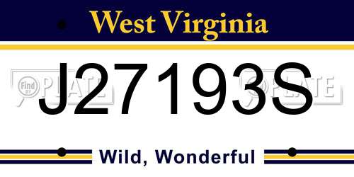 J27193S West Virginia License Plate