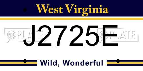 J2725E West Virginia License Plate