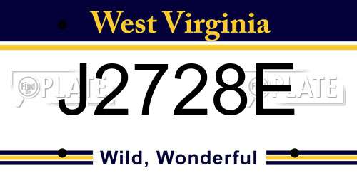 J2728E West Virginia License Plate