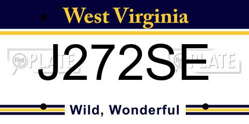 J272SE West Virginia License Plate