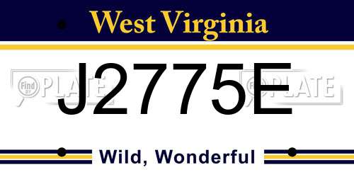 J2775E West Virginia License Plate