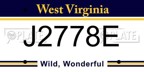 J2778E West Virginia License Plate
