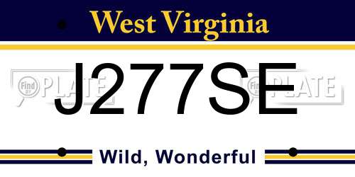 J277SE West Virginia License Plate