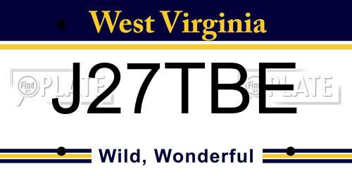 J27TBE West Virginia License Plate