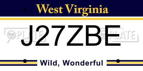 J27ZBE West Virginia License Plate