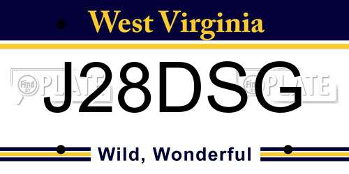 J28DSG West Virginia License Plate