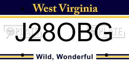 J28OBG West Virginia License Plate