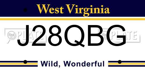 J28QBG West Virginia License Plate