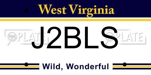 J2BLS West Virginia License Plate