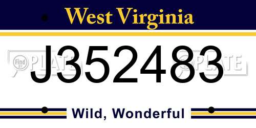 J352483 West Virginia License Plate