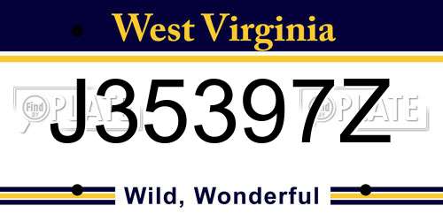 J35397Z West Virginia License Plate