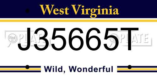 J35665T West Virginia License Plate