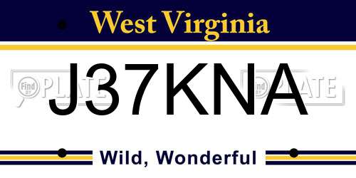 J37KNA West Virginia License Plate