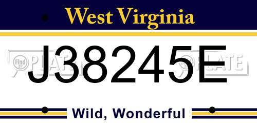 J38245E West Virginia License Plate