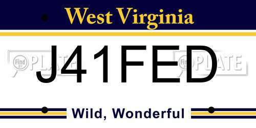 J41FED West Virginia License Plate