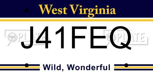 J41FEQ West Virginia License Plate