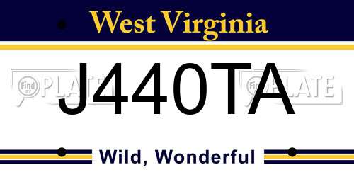 J440TA West Virginia License Plate