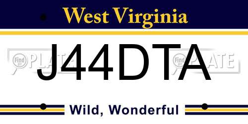 J44DTA West Virginia License Plate