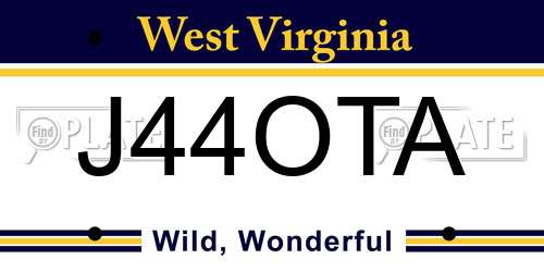 J44OTA West Virginia License Plate