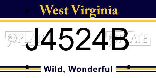 J4524B West Virginia License Plate