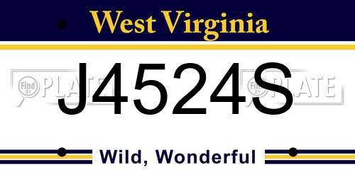 J4524S West Virginia License Plate