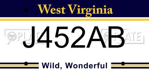 J452AB West Virginia License Plate