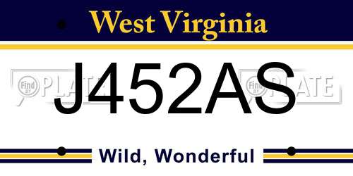 J452AS West Virginia License Plate