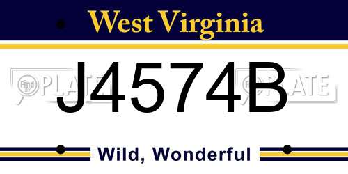J4574B West Virginia License Plate