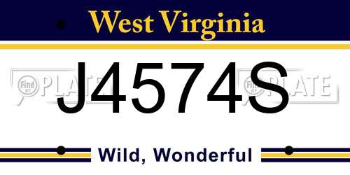 J4574S West Virginia License Plate