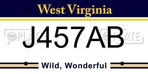 J457AB West Virginia License Plate