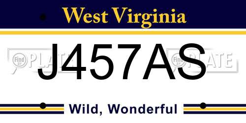J457AS West Virginia License Plate