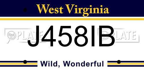 J458IB West Virginia License Plate
