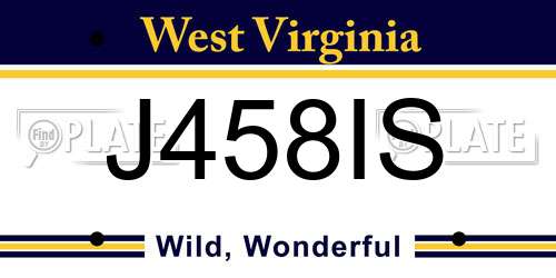J458IS West Virginia License Plate