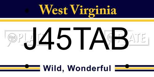J45TAB West Virginia License Plate