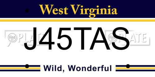 J45TAS West Virginia License Plate