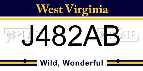 J482AB West Virginia License Plate