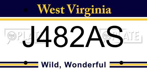 J482AS West Virginia License Plate