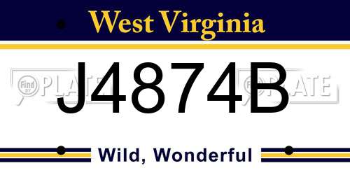 J4874B West Virginia License Plate
